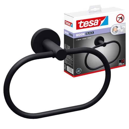 tesa handtuchring moon black, matt schwarz, Badezimmer Zubehör