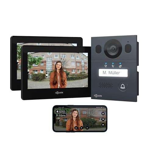 Goliath Video Türsprechanlage 2 Draht Bus, 2x 7 Zoll Monitor, Unterputz Kamera