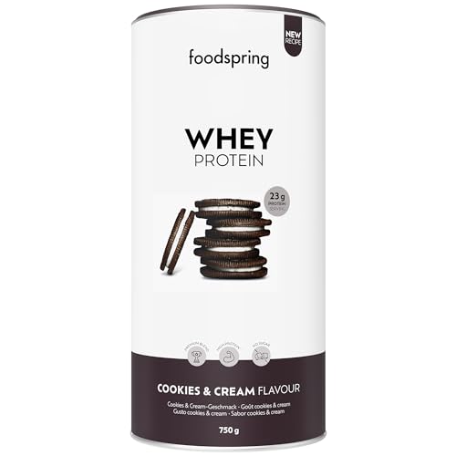 whey protein pulver cookies & cream 23g eiweiß für muskelaufbau, foodspring 750g