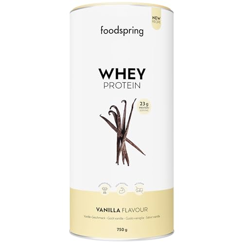 whey protein pulver vanille 23g eiweiß für muskelaufbau, foodspring 750g