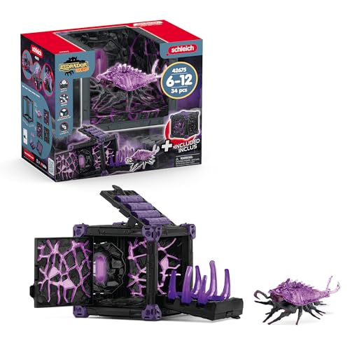 SCHLEICH ELDRADOR Battle Cave Set Schattenassel 42675, 34 Teile, Monster & Schattenkristall