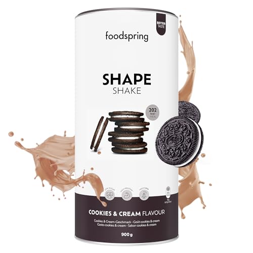 shapeshake cookies & cream von foodspring  mahlzeitenersatz-shake 202 kcal, glutenfrei, 900g