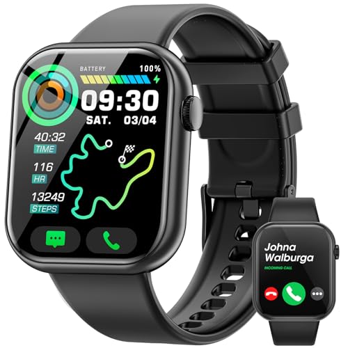smartwatch mit bluetooth für damen und herren, 1.85 zoll, 140+ sportmodi, schrittzähler, spO2, schlafmonitor