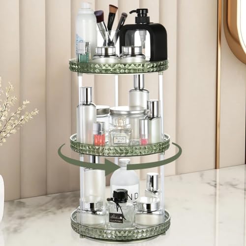 uraqt kosmetik organizer 3 etagen drehbar großer kapazität für schminktisch bad schlafzimmer hellgrün