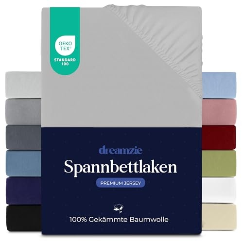 Produktbild: Spannbettlaken 200x200 cm für Matratzen bis 27 cm, 100% Jersey Baumwolle, Grau