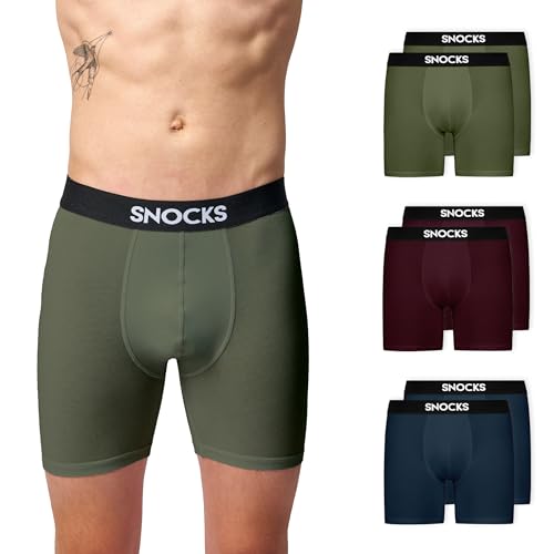 Produktbild: Snocks Herren Boxershorts 6er Pack Bio-Baumwolle Gr. 3XL Mix (Navy/Rot/Olivine)