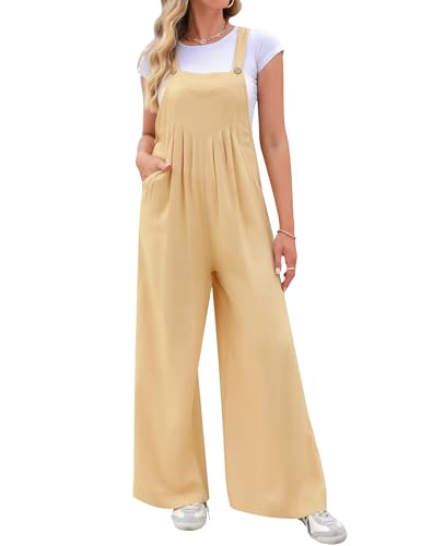 migcaput damen jumpsuit overalls relaxed fit baumwolle khaki übergröße M