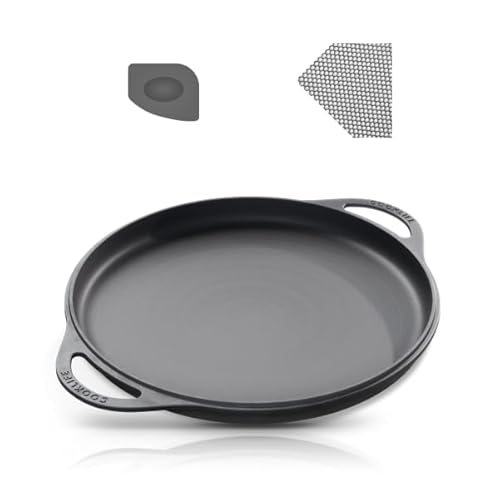 Produktbild: gusseisen grillplatte 30,5 cm von cooklife, leicht, vorgebrannt mit reinigungsset
