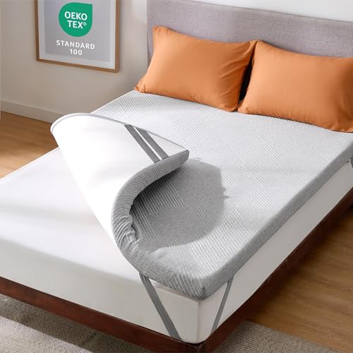 bedsure matratzentopper 160x200cm gel memory foam 7,5cm höhe grau abnehmbar waschbar