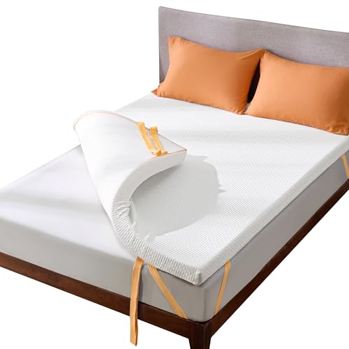 bedsure matratzen topper 180x200cm, 7,5cm gel memory foam mit waschbarem bezug, weiß