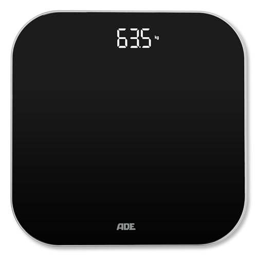 ade digitale badwaage mit led-display, sicherheitsglas, bis 180 kg, schwarz, batterien enthalten