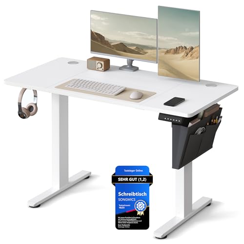höhenverstellbarer schreibtisch elektrisch 120 x 60 cm mit memory-funktion, songmics
