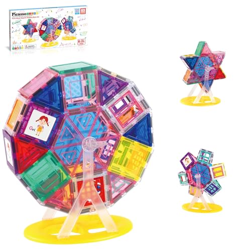 picassotiles magnet bausteine ferris wheel spielset für kinder, 3d konstruktion ab 3 jahren