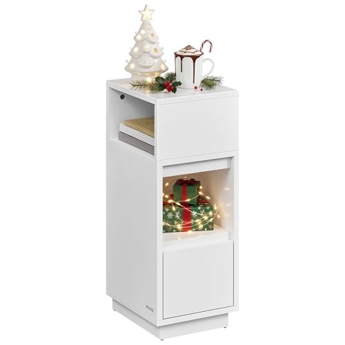 vasagle nachttisch mit 2 schubladen, beistelltisch wolkenweiß, flexibel montierbar