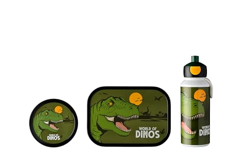Mepal Lunchset 3-teilig Dino Campus, Brotdose, Trinkflasche, Fruchtbox