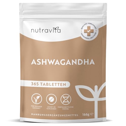 ashwagandha hochdosiert 600mg - 365 vegane tabletten - nutravita