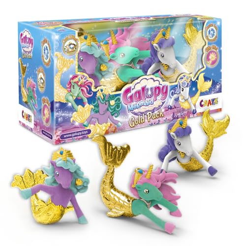 galupy mermaid gold edition - 3x einhorn figuren für kinder