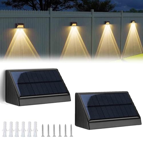 unisoph solarlampe außen, solar-türschalter, ip54 doppelabmattenzaunbeleuchtung