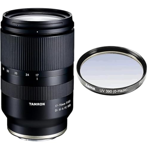 tamron 17-70 mm f/2.8 di iii-a vc rxd zoomobjektiv für sony e-mount, inkl. hama uv-filter 67 mm