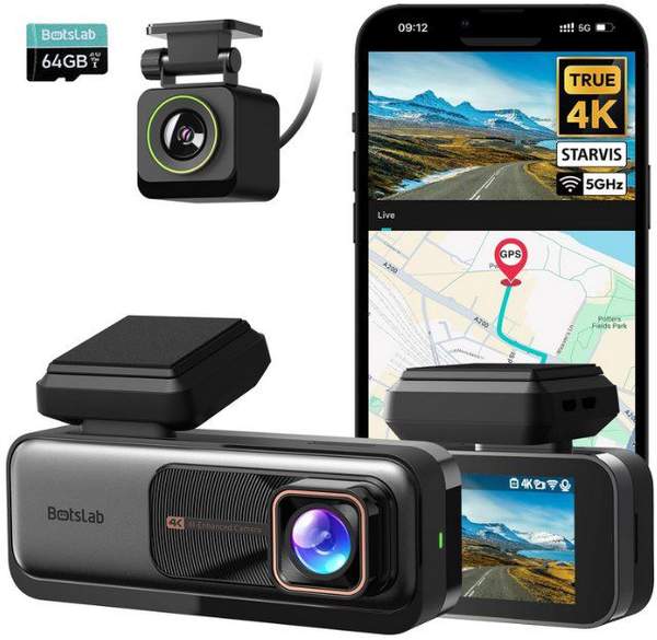 Dual 4K Dashcam BOTSLAB mit gps, wlan und app für 98,49 (statt 190)