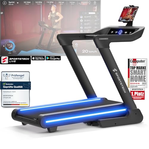 sportstech klappbares laufband für zuhause, bis 20 km/h, 17% incline, 150 kg