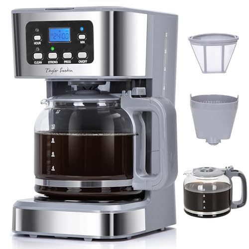 taylor swoden 950w kaffeemaschine grau 1,5l timer 12 tassen mit abschaltautomatik