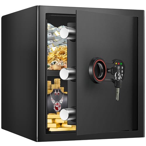 55L safe tresor für zuhause, feuerfester schrank mit licht und abnehmbarem regal