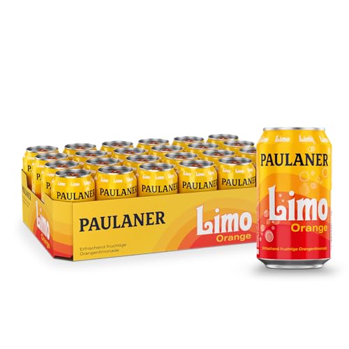 Paulaner Limo Orange, Erfrischungsgetränk mit Orangengeschmack, Einweg, 24x0,33l