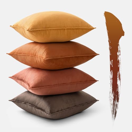 miulee kissenbezug set 4er samtkissenhülle 45x45 cm khaki für sofa und dekoration