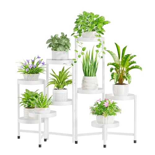 pflanzenständer metall iDavosic.ly 9 etagen blumenregal indoor outdoor rund weiß