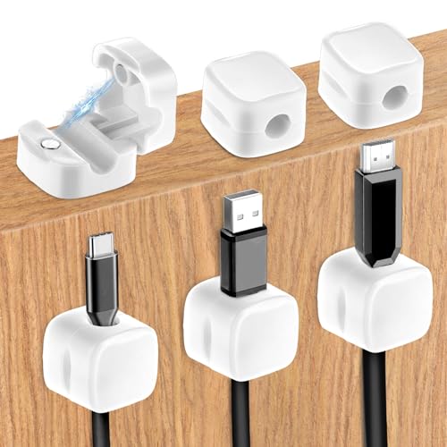 kabelhalter jeffdad 6 stück magnetisch selbstklebend kabelclips kabelorganizer weiß