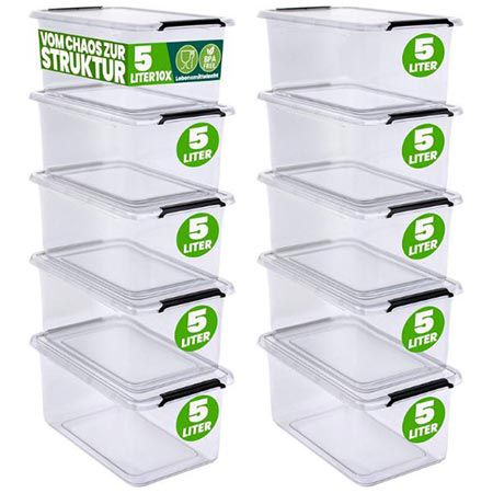 Produktbild: 10er pack deuba aufbewahrungsbox mit deckel 5l für 28,85 euro