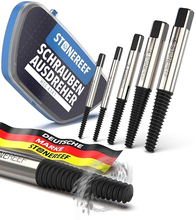 schraubenausdreher set 5-teilig hss 4341, linksausdreher, schraubenentferner, linksbohrer