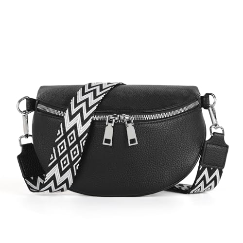 tantomi umhängetasche damen mit breitem gurt, stylische crossbody bag, gürteltasche