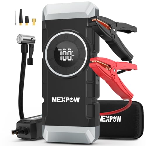 nexpow starthilfe powerbank mit luftkompressor 2000a 150psi für 8,5l benzin und 8,0l diesel