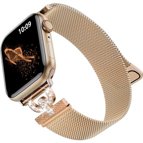 lanqii armband für apple watch 10 46 mm/9/8/7 45 mm/ultra 2/1 49 mm, rosgold