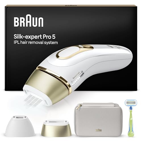 ipl haarentfernung braun silkexpert pro 5, laser-alternative, mit tasche, weiß/gold