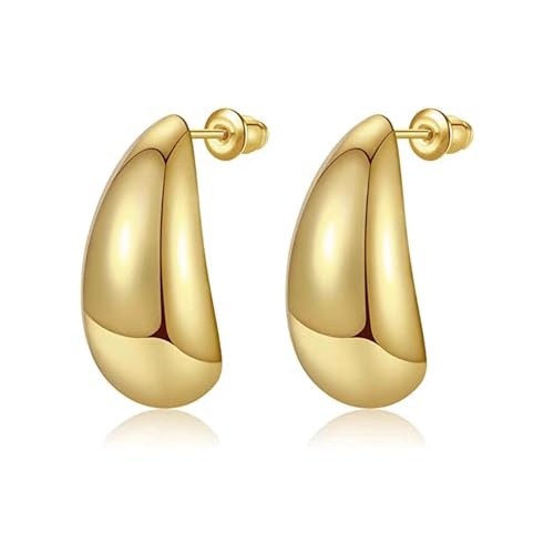 tropfen ohrringe gold, chunky drop earrings klein, goldene ohrringe damen mädchen