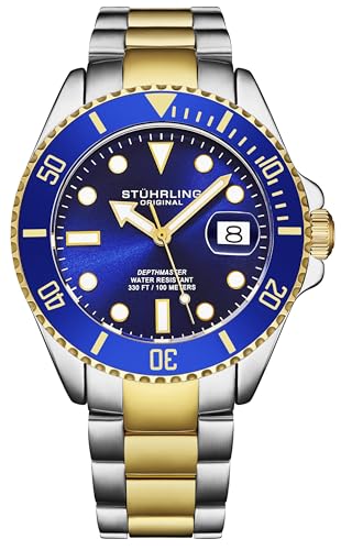 stuhrling original herren taucheruhr, 100 m wasserdicht, edelstahlgehäuse, datum
