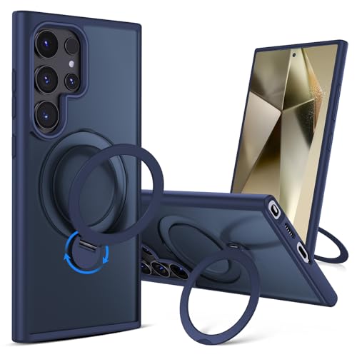 aunote hülle für samsung galaxy s24 ultra, 360 drehbarer ring stand, blau