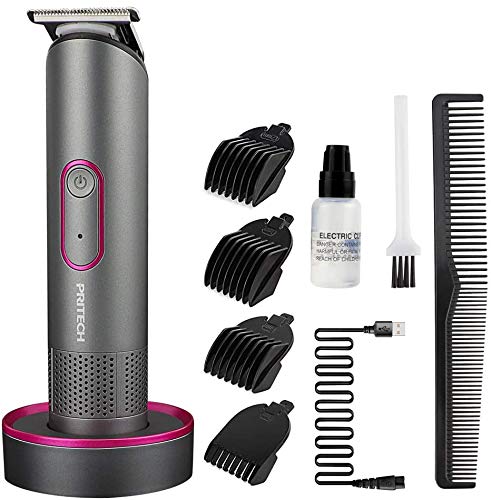 Pritech haartrimmer für damen, wasserdichter bikini-trimmer mit ladestation, grau