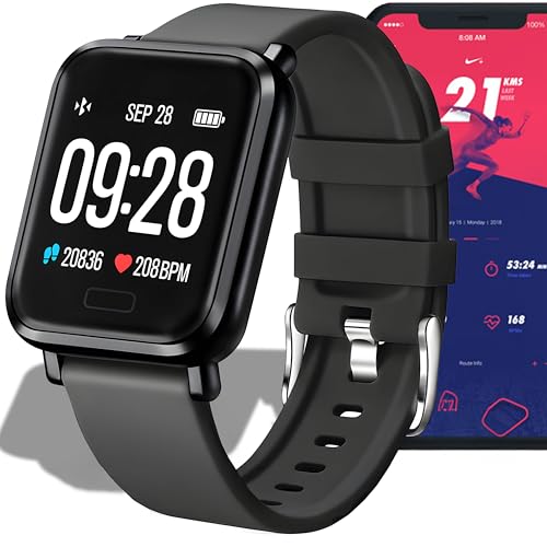 Produktbild: ret00 smartwatch mit telefonfunktion, 1.3 zoll touchscreen, wasserdicht, fitnessuhr, schwarz