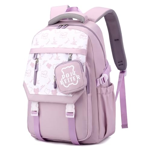 unisoul schulrucksack mädchen rucksack wasserdicht nylon für schule und alltag lila