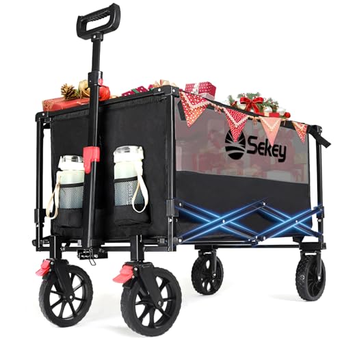 sekey bollerwagen faltbar 160l 150kg geländetauglich schwarz grau für strand camping einkaufen