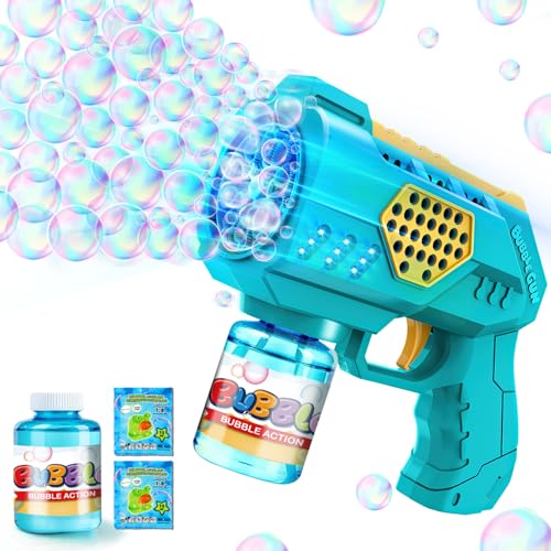 seifenblasenpistole kinder elektrisch mit led licht, 100 ml tank, blau