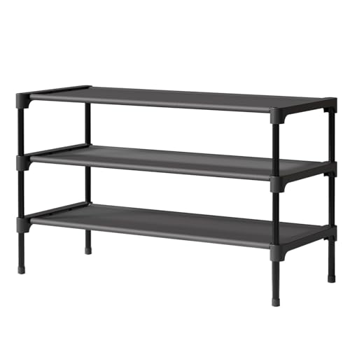 kitsure schuhregal für eingangsbereich, stabiler schuhschrank 63 x 30 x 36 cm, schwarz