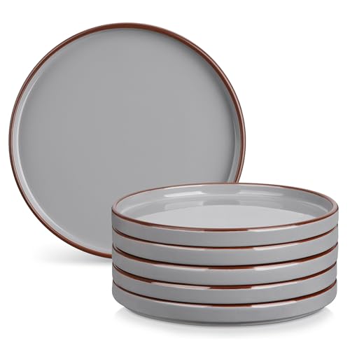 vancasso dessertteller 6er set grau steinzeug 21,2 cm mikrowellenfest rustikal