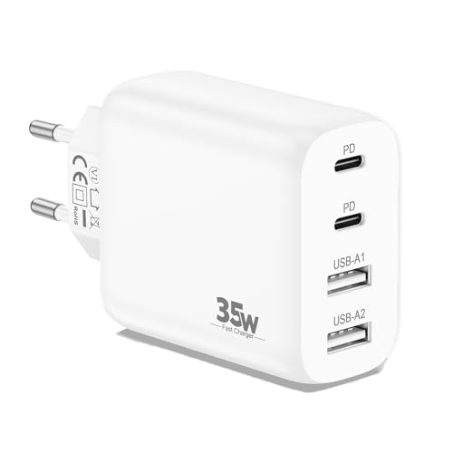 matauMahi usb c ladegerät 35w mit 4 ports pd3.0 qc3+ kompatibel mit iphone 15 16, samsung galaxy s24 23, google pixel 9 8