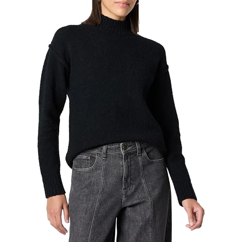 drop carolina pullover schwarz drop shoulder mock neck mit nahtdetails, s