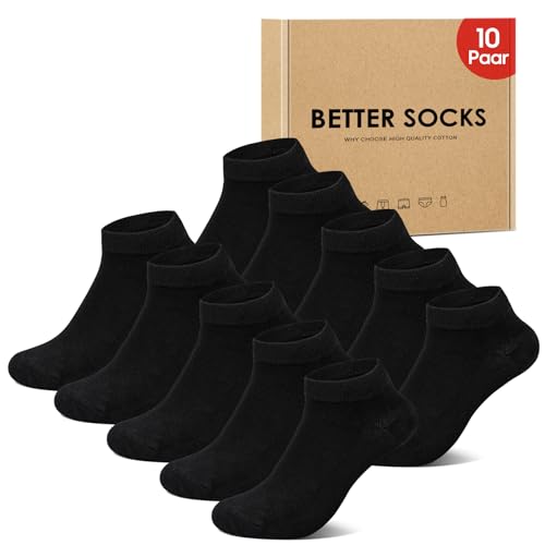 IceReco sneakersocken damen 35-38 kurz schwarz 10 paar baumwolle atmungsaktive sportsocken